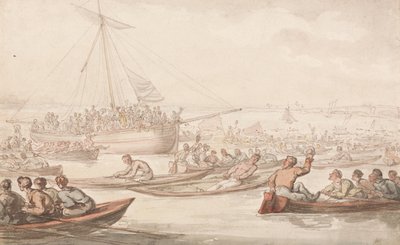 Det årlige Sculling Race for Doggetts frakke og badge af Thomas Rowlandson
